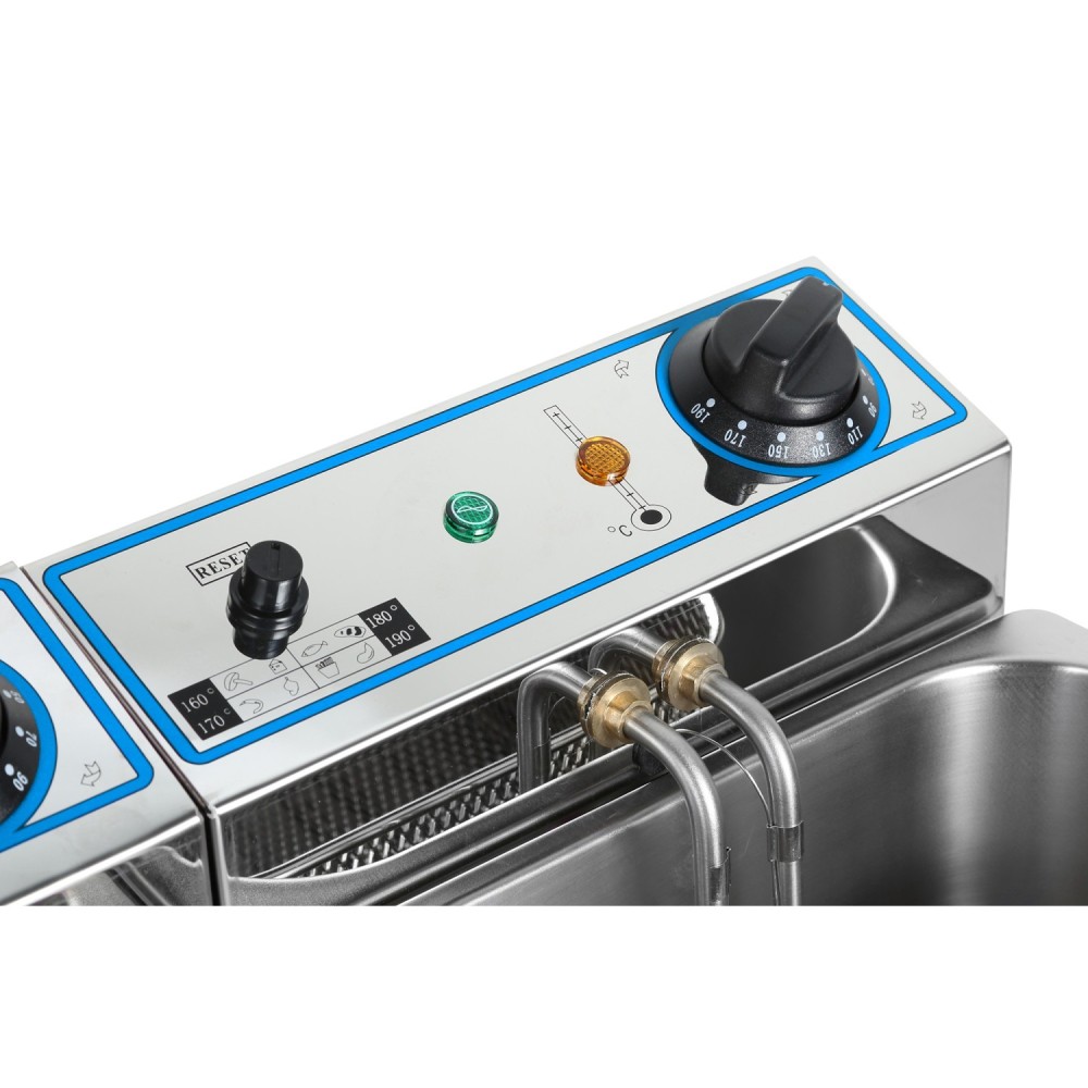 Commercial Electric Deep Fryer Countertop Double Tank 2x8 Litres 530x450x360mm | Stalwart DA-AFR004