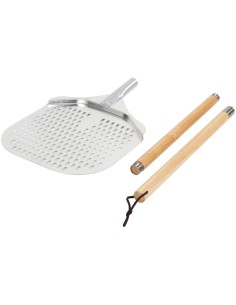 Pizza Peel 12'' Perforated square Wood handle Length 88cm | Stalwart DA-SPRX8812P