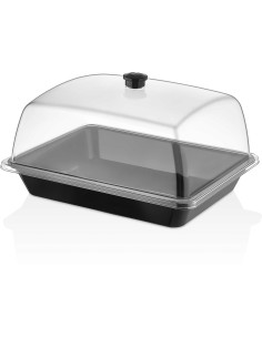 Polycarbonate Gastronorm Tray with Dome Cover GN1/2 Depth 50mm Black | Stalwart DA-GF12-GNP1250SWB