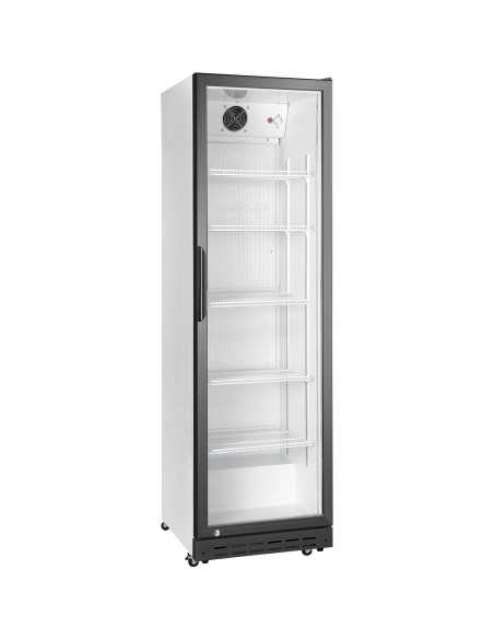 Commercial Upright Beverage Bottle Cooler 392 Litres Single Hinged Glass Door Black &amp White 578x605x1990mm | Stalwart DA-SSH5
