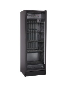 Commercial Upright Beverage Bottle Cooler 360 Litres Single Hinged Glass Door Black 600x620x1800mm | Stalwart DA-SSH48