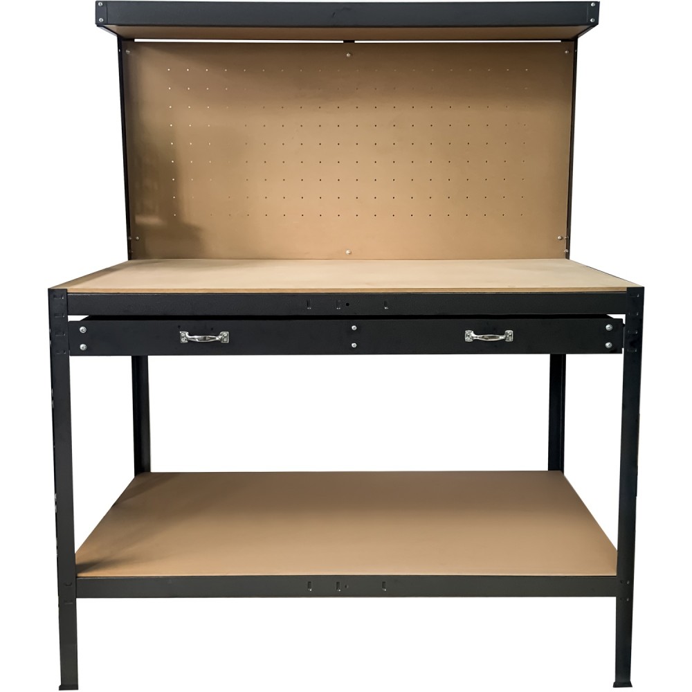 Professional Steel Workbench with Pegboard and Drawers 230kg Max Load 1100x540x1400mm | Stalwart DA-KWT28
