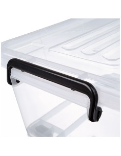 Pack of 4 Plastic Storage Box with Wheels &amp Lid &amp Clips 27 litre 465x337x258mm Polypropylene | Stalwart DA-S1027SETOF4 2