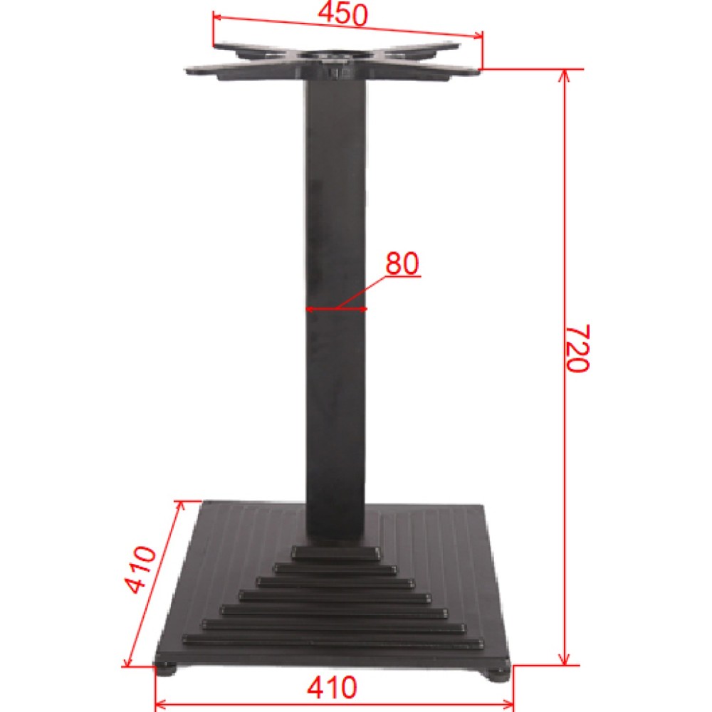 Black Cast Iron Table Base Square 410x410x720mm | Stalwart DA-A039A