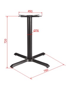 Black Cast Iron Table Base Cross-Base 760x720mm | Stalwart DA-A053B 2