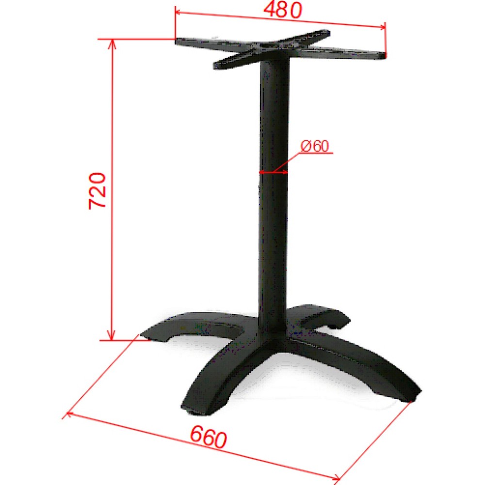 Black Cast Iron Table Base Cross-Base 660x720mm | Stalwart DA-F009