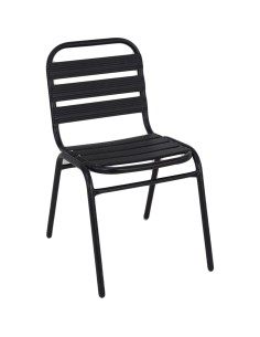 Bistro Dining Chair Aluminium Frame Ribbed Plastic Slats Indoors & Outdoors Black | Stalwart DA-SC015C