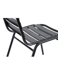 Bistro Dining Chair Aluminium Frame Ribbed Plastic Slats Indoors & Outdoors Black | Stalwart DA-SC015C 2