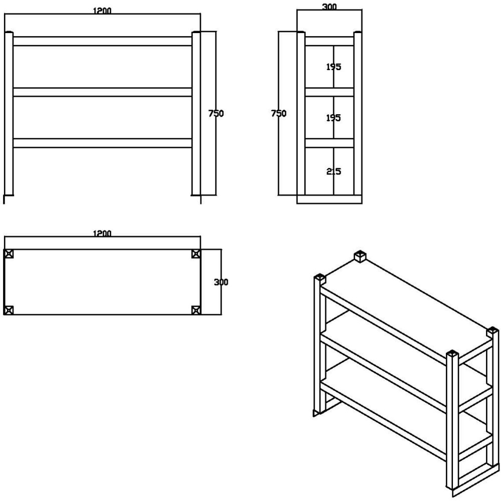 Triple Tier Overshelf with Square Tubing Stainless Steel 1500x280x750mm | Stalwart DA-QNH206