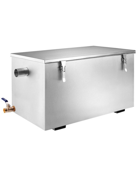 Commercial Stainless Steel Grease Trap with Lid and Outlet Valve 350x200x200mm | Stalwart DA-QNH506