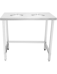 Commercial Stainless Steel Waste Collection Table with Dual Circular Openings 1000x600x900mm | Stwalwart DA-SC10060 2