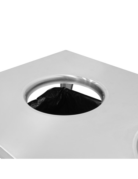 Commercial Stainless Steel Waste Collection Table with Dual Circular Openings 1000x600x900mm | Stwalwart DA-SC10060