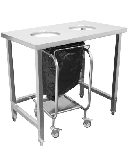 Commercial Stainless Steel Waste Collection Table with Dual Circular Openings 1000x600x900mm | Stwalwart DA-SC10060
