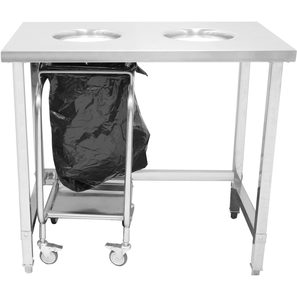 Commercial Stainless Steel Waste Collection Table with Dual Circular Openings 1000x600x900mm | Stwalwart DA-SC10060