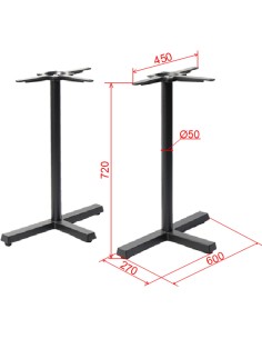 Black Cast Iron Twin Cross-Base Table Stands 2 x 600x270x720mm | Stalwart DA-A120C