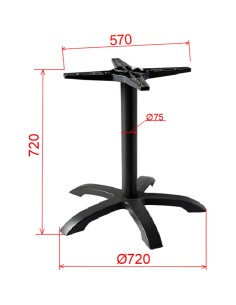 Black Cast Iron Table Base Five-Leg Star Base 720x720mm | Stalwart DA-F037 2