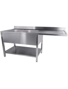 Commercial Sink for Dishwashers 2 Bowls Left Bottom Shelf Splashback 1600x700x950mm | Stalwart DA-YLS167SBL2