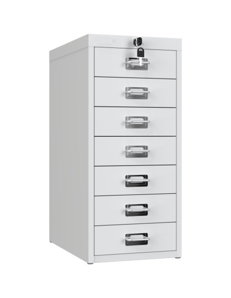 Professional 7-Drawer Lockable Metal Storage Cabinet 280x425x627mm White | Stalwart DA-HDKS07LOCKWHITE