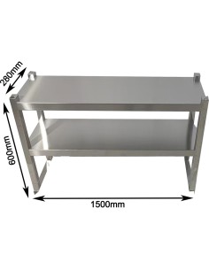 Double Tier Overshelf with Square Tubing Stainless Steel 1500x280x600mm | Stalwart DA-QNH106 2