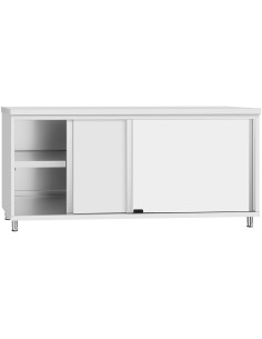Commercial Stainless Steel Sliding Door Work Table Cabinet with Shelf 1800x600x850mm | Stalwart DA-QNH306