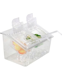 Chilled Condiment Holder including 2xGN1/6-100mm containers with lid Plastic | Stalwart DA- CHP04B2