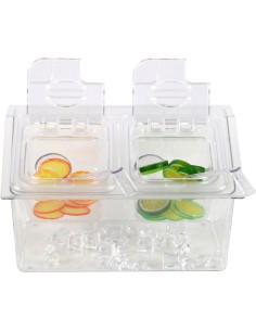 Chilled Condiment Holder including 2xGN1/6-100mm containers with lid Plastic | Stalwart DA- CHP04B2 2