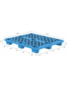 Lightweight Nestable Perforated Plastic Pallet 1200x1000x140mm Blue | Stalwart DA-XDP1210DABLUE 2