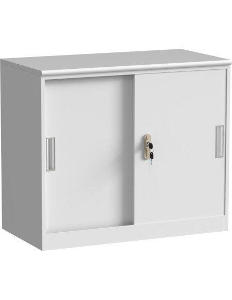 Professional Half Filing Cabinet with Metal Door &amp MDF Top 800x420x690mm White | Stalwart DA-HDWAY02