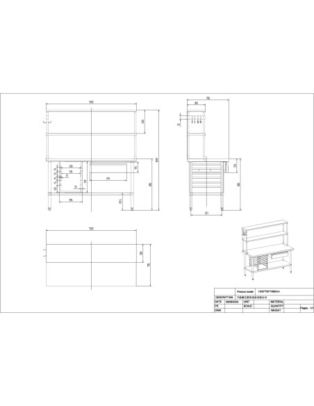 Commercial Stainless Steel Work Table with Overshelf, Drawer & GN Pan Rack 1500x700x1700mm | Stalwart DA-WT70150PS