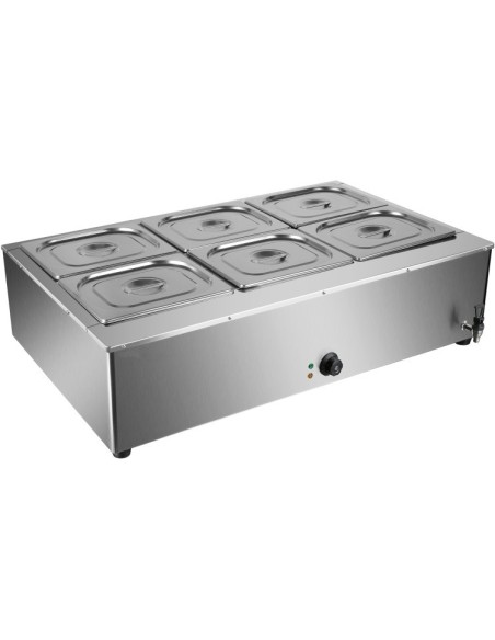 Commercial Electric Bain Marie 6xGN1/2 3000W Countertop 1080x750x275mm | Stalwart DA-HB1080