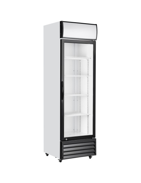Commercial Upright Beverage Bottle Cooler 335 Litres Single Hinged Glass Door Black & White 578x605x1980mm | Stalwart DA-SSH2