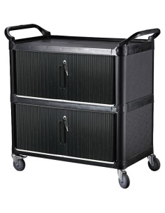 Professional 3-Tier Busing Trolley Cart with Lockable Doors 1020x500x960mm | Stalwart DA-JGM710