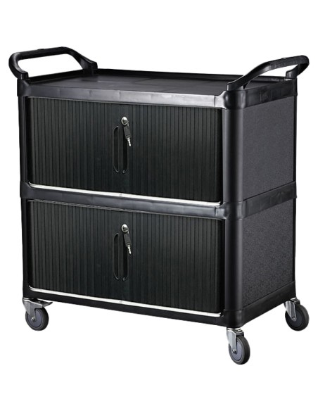 Professional 3-Tier Busing Trolley Cart with Lockable Doors 1020x500x960mm | Stalwart DA-JGM710