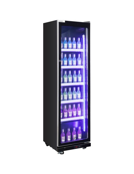 Commercial Upright Display Refrigerator 390 Litres Single Glass Door 5 Shelves Ventilated Cooling 600x635x1985mm | Stalwart DA-K