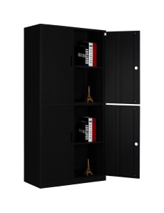Professional Double Filing Cabinet 900x390x1800mm Black | Stalwart DA-HDW04BLACK 2