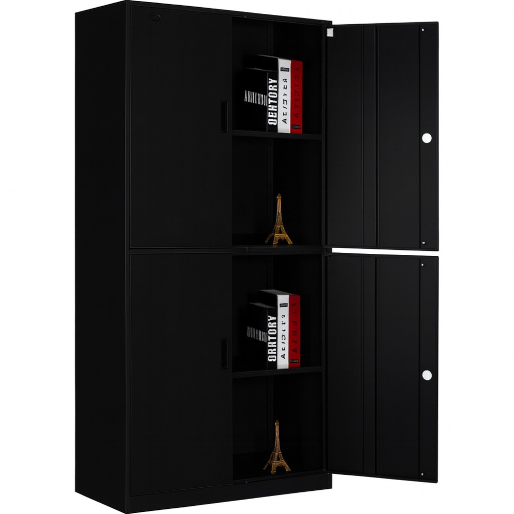 Professional Double Filing Cabinet 900x390x1800mm Black | Stalwart DA-HDW04BLACK