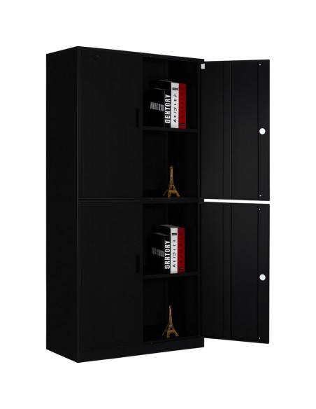 Professional Double Filing Cabinet 900x390x1800mm Black | Stalwart DA-HDW04BLACK