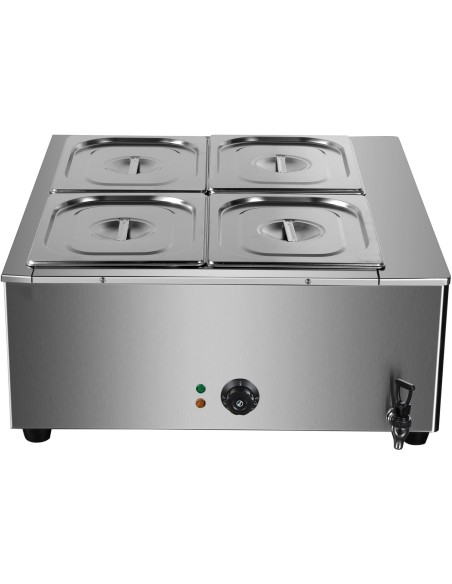 Commercial Electric Bain Marie 4xGN1/2 3000W Countertop 750x750x275mm | Stalwart DA-HB750