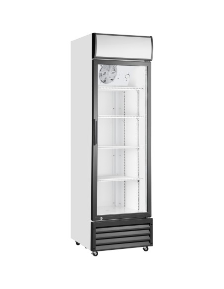 Commercial Upright Beverage Bottle Cooler 292 Litres Single Hinged Glass Door Black & White 578x605x1980mm | Stalwart DA-SSH2
