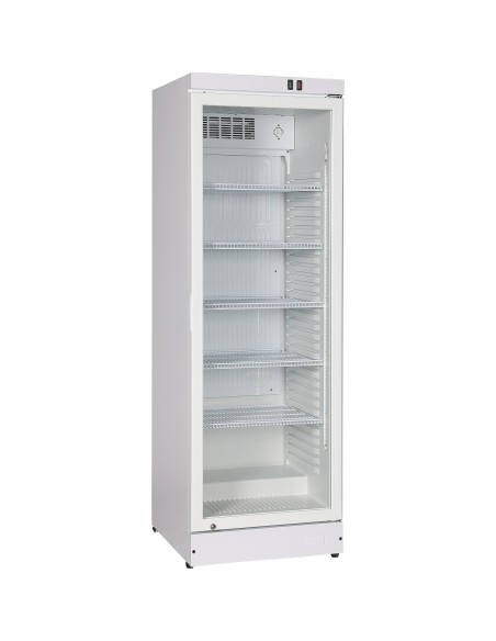 Commercial Upright Beverage Bottle Cooler 360 Litres Single Hinged Glass Door White 600x620x1860mm | Stalwart DA-SSH50