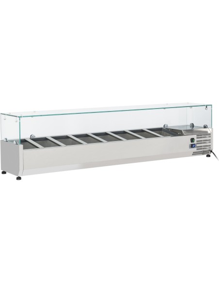 Refrigerated Servery Prep Top 1800mm 8xGN1/3 Depth 380mm Glass Top | Stalwart DA-VRX1500/380