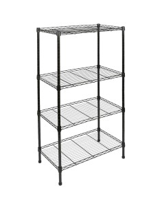 Light Duty Shelving Unit Mini 4 Tier Rack 360kg Width 600mm Depth 350mm Height 1200mm Black Wire | Stalwart DA-AZON206
