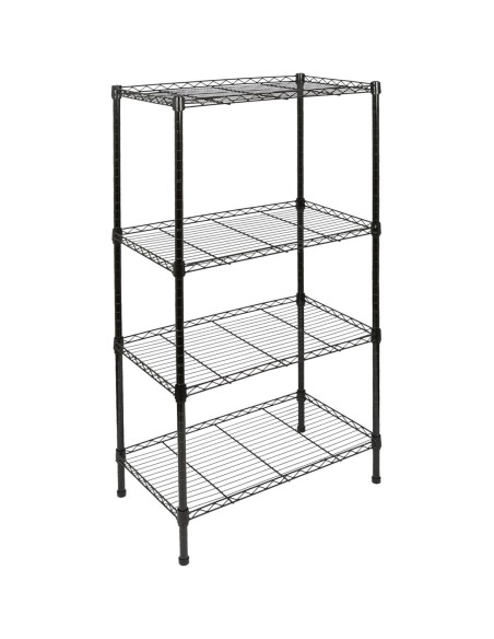 Light Duty Shelving Unit Mini 4 Tier Rack 360kg Width 600mm Depth 350mm Height 1200mm Black Wire | Stalwart DA-AZON206