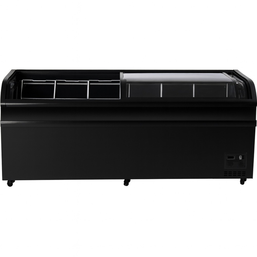 Commercial Horizontal Display Freezer with Shelves 750 Litres 2 Glass Doors 1900x850x850mm Ventilated Cooling Automatic Defrost