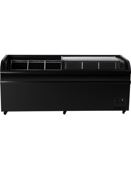 Commercial Horizontal Display Freezer with Shelves 750 Litres 2 Glass Doors 1900x850x850mm Ventilated Cooling Automatic Defrost