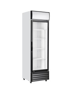 Commercial Upright Beverage Bottle Cooler 349 Litres Single Hinged Glass Door Black & White 606x620x1940mm | Stalwart DA-SSH2