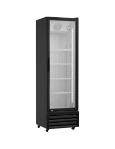 Commercial Upright Beverage Bottle Cooler 349 Litres Single Hinged Glass Door Black 606x620x1940mm | Stalwart DA-SSH34