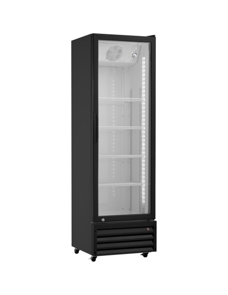 Commercial Upright Beverage Bottle Cooler 349 Litres Single Hinged Glass Door Black 606x620x1940mm | Stalwart DA-SSH34