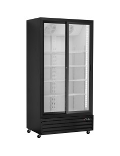 Commercial Upright Beverage Bottle Cooler 764 Litres Double Glass Door Black 1130x700x2023mm | Stalwart DA-SSH42