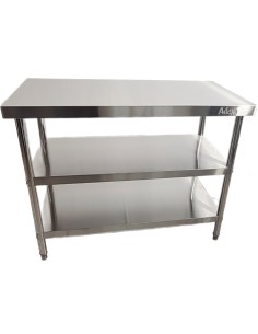 Commercial 3-Tier Stainless Steel Work Table with Undershelves 1200x600x850mm | Stalwart DA-QNH1104